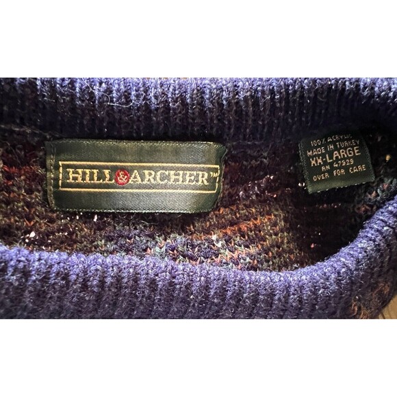 Vintage Hill & Archer Men Size XXL Multicolor Acrylic Long Sleeve Sweater - Picture 5 of 5